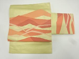 リサイクル　抽象遠山模様織出し作り帯